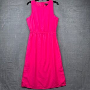 J Crew Sleeveless Elastic Waist Dress Hot Pink Size 8
